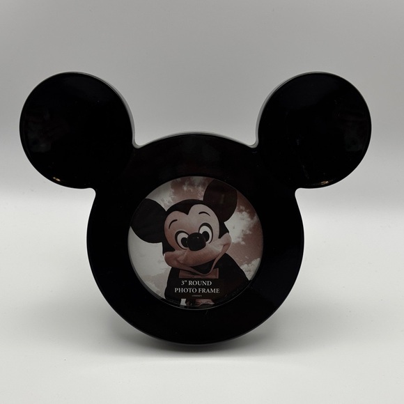 Disney Black Mickey Ears 3" Round Picture Frame - Picture 1 of 6